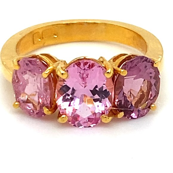 Certified Pink Spinel 5.25ct Solid 22K Gold Ring - Picture 7 of 8